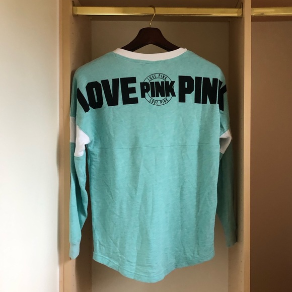 PINK Victoria's Secret Tops - VS PINK light green/blue Longsleeve